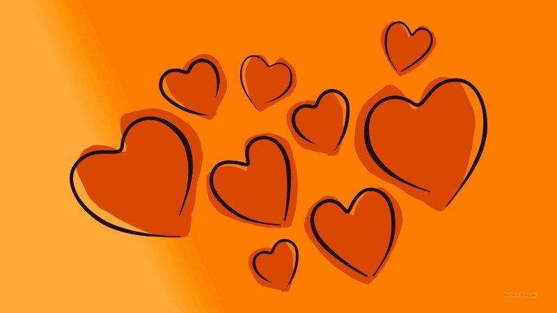 Фон оранжевые сердечки