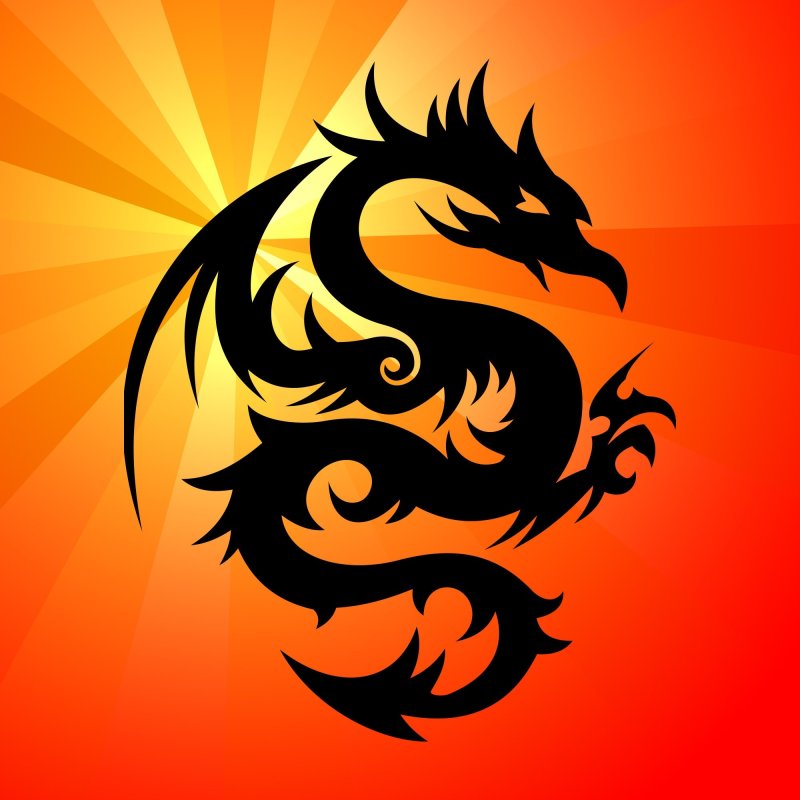 Герб черный дракон на желтом фоне