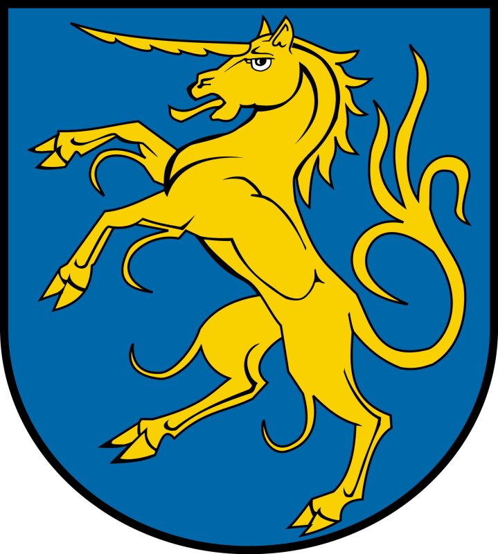 Герб черный конь на желтом фоне