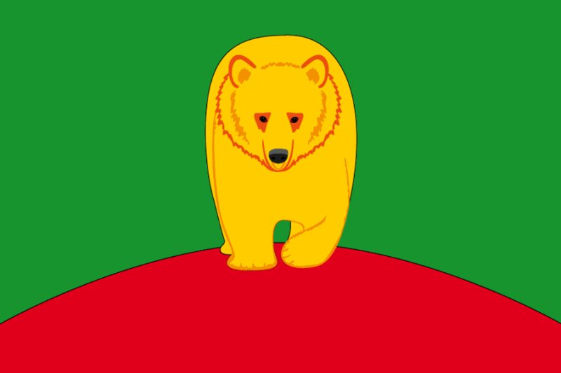 Герб города медведь на желтом фоне