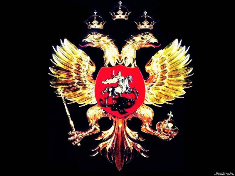 Герб россии золотой двуглавый орел на фоне