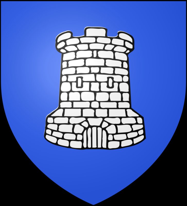 Герб с башней на синем фоне