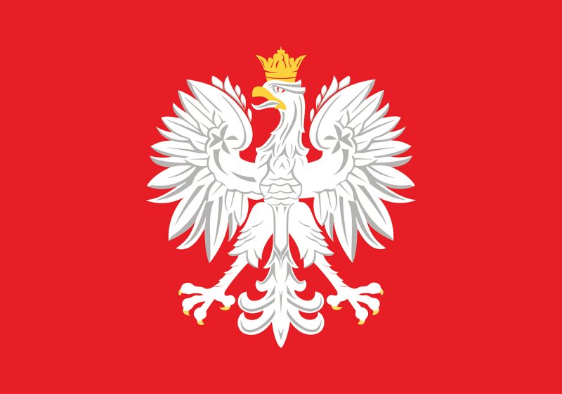 Герб с белым орлом на красном фоне