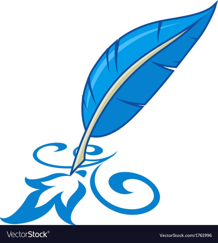 Герб с пером на синем фоне