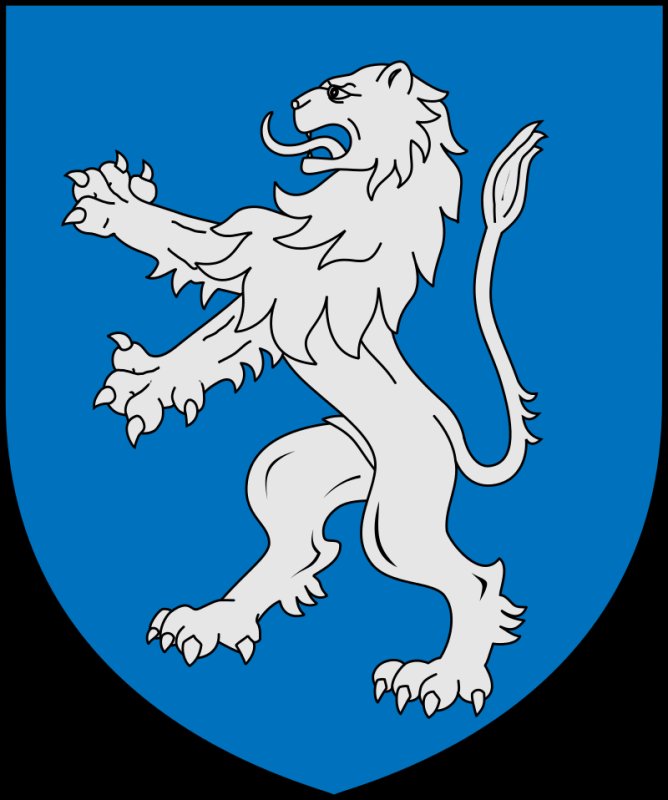 Герб со львом на синем фоне