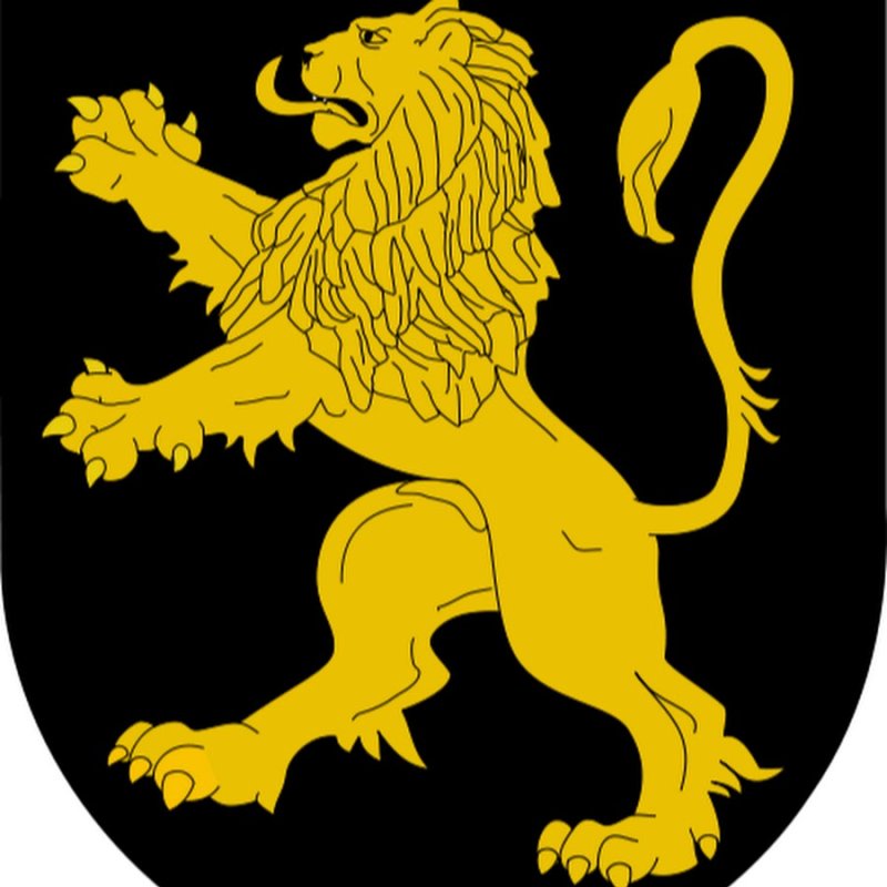 Герб желтый лев на синем фоне