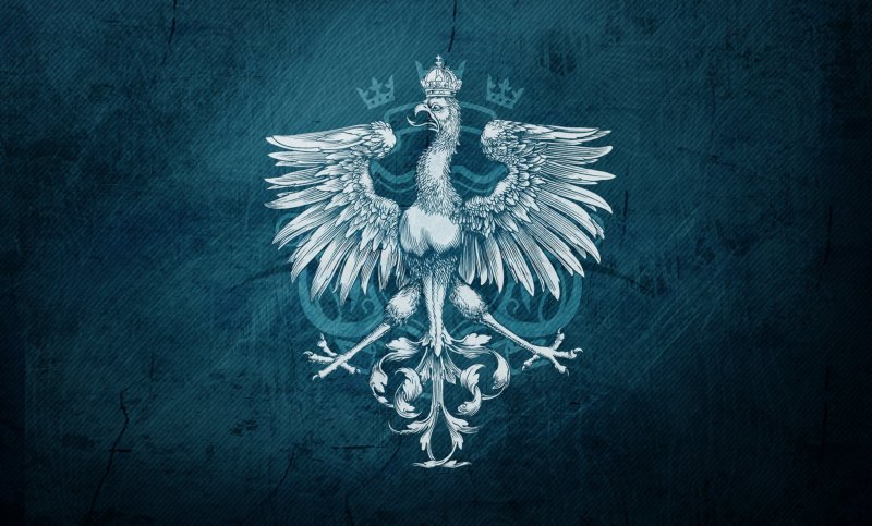Герб желтый орел на голубом фоне
