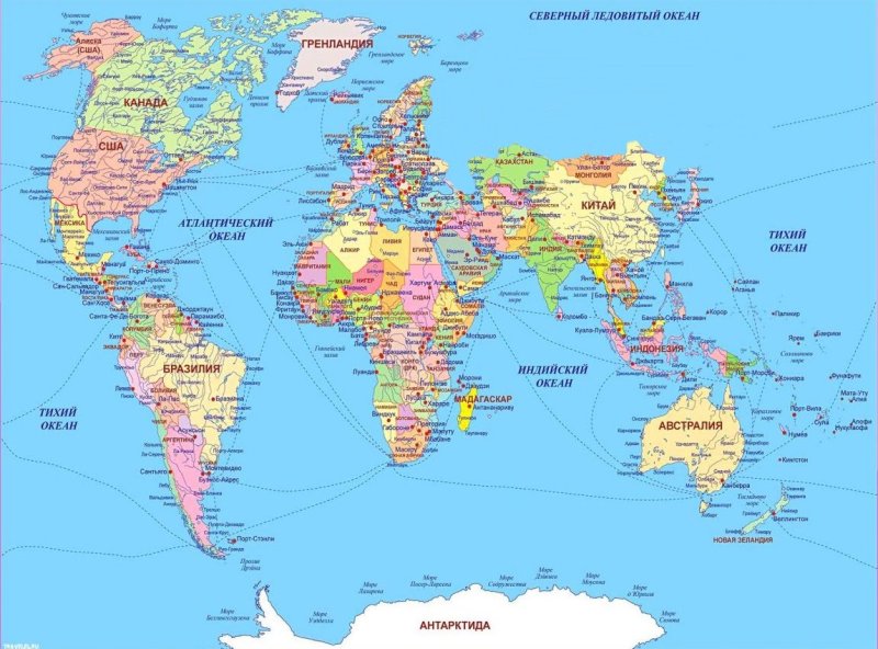 Карта мира на белом фоне с очертанием границ