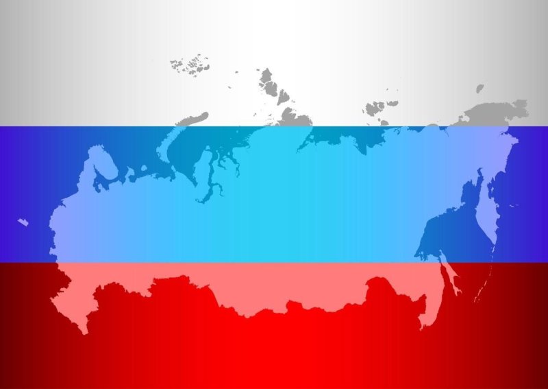 Карта россии на фоне российского флага