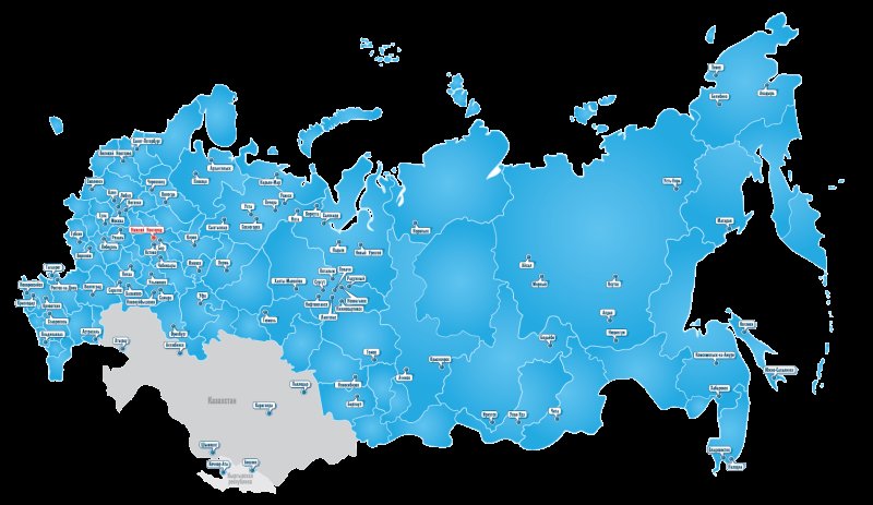 Карта россии с областями на белом фоне