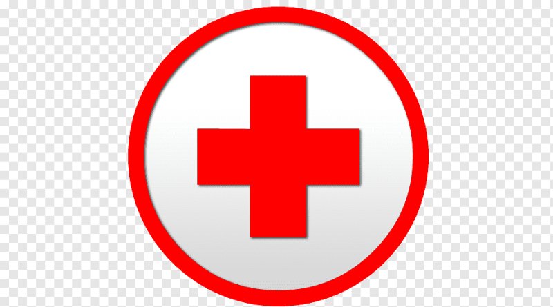 Красный медицинский крест на белом фоне