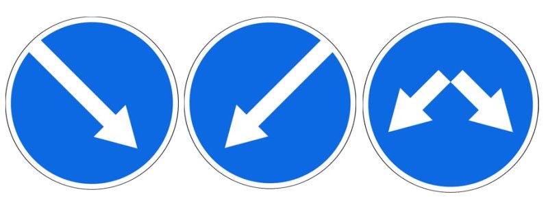 Круглый знак стрелка на право на синем фоне