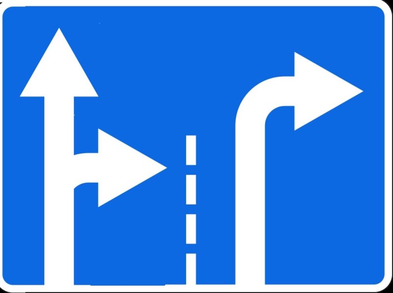 Квадратный знак поворот направо на синем фоне