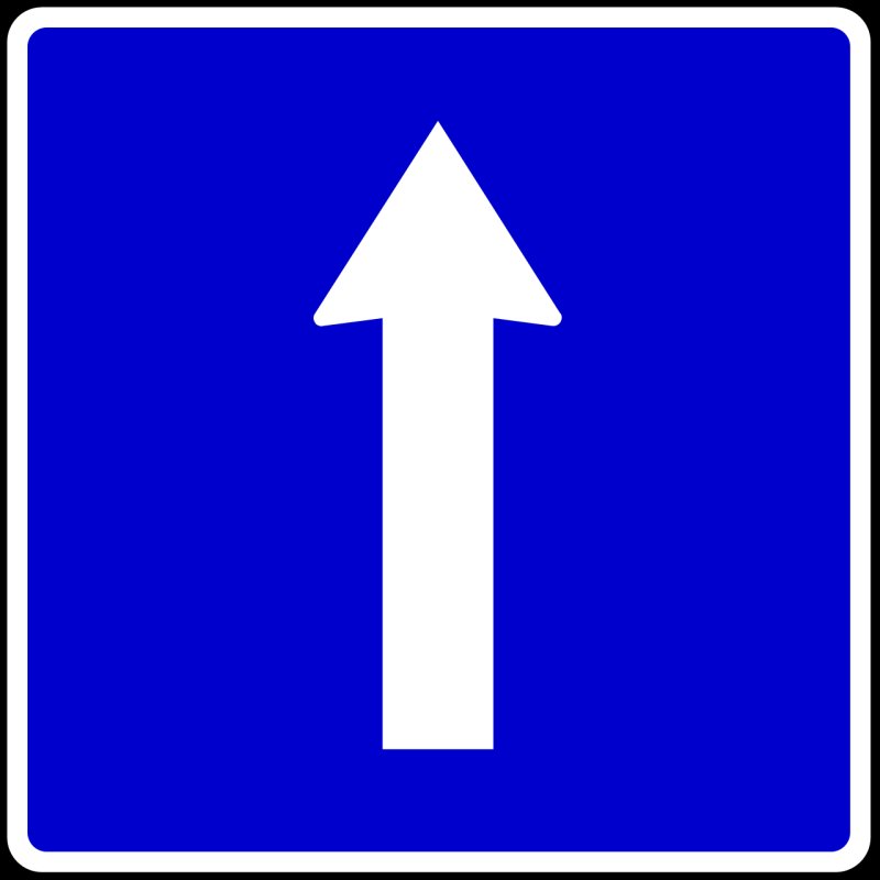 Квадратный знак стрелка на синем фоне