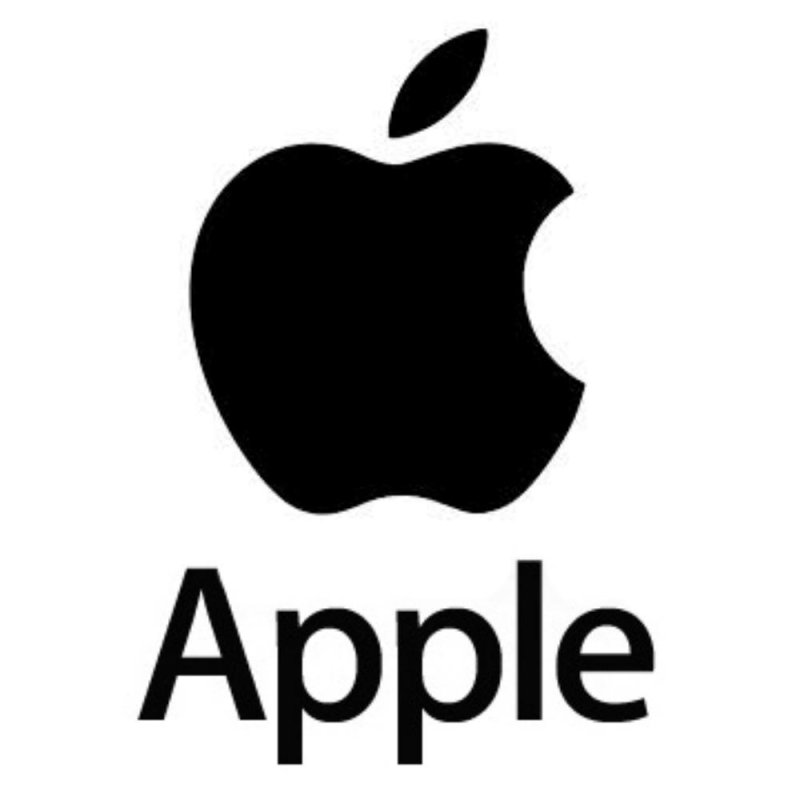 Логотип apple на черном фоне с надписью
