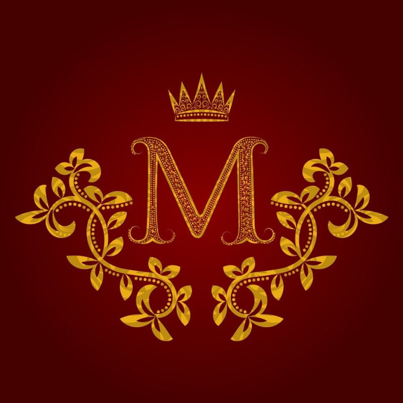 Логотип буква м на красном фоне