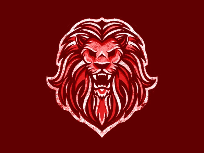 Логотип лев на красном фоне