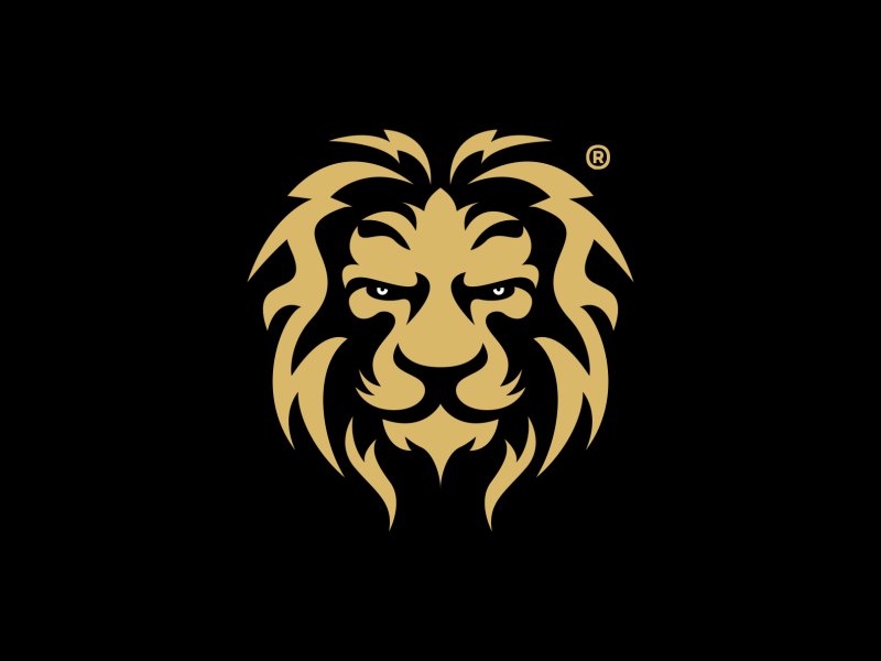 Логотип золотой лев на черном фоне