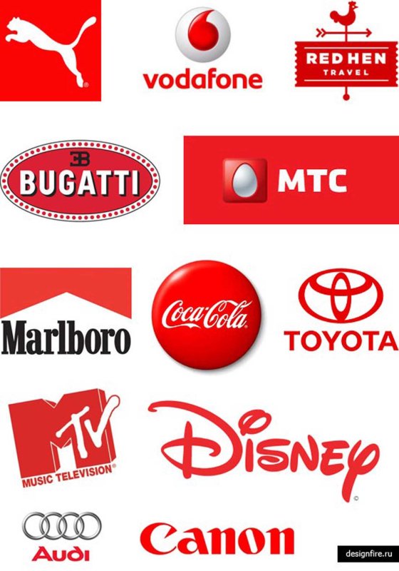 Логотипы брендов на красном фоне