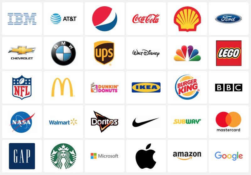 Логотипы компаний на белом фоне