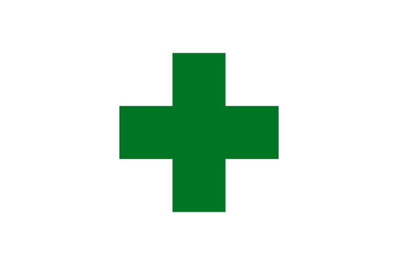 Медицинский крест на зеленом фоне