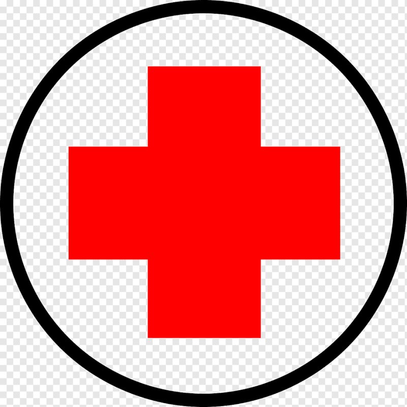 Медицинский знак красный крест на синем фоне
