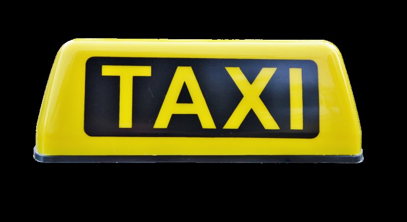 Надпись такси на белом фоне