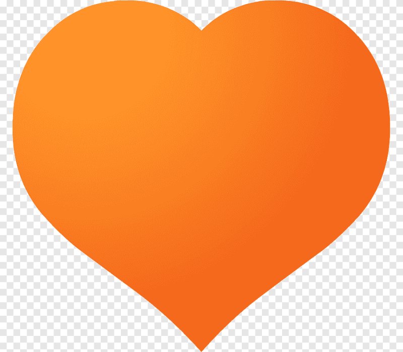 Оранжевое сердечко на белом фоне