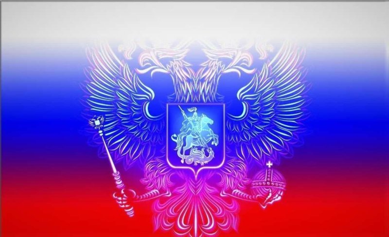 Орел на фоне флага россии