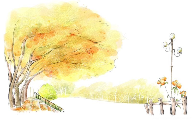 Осенний фон нарисованный акварелью