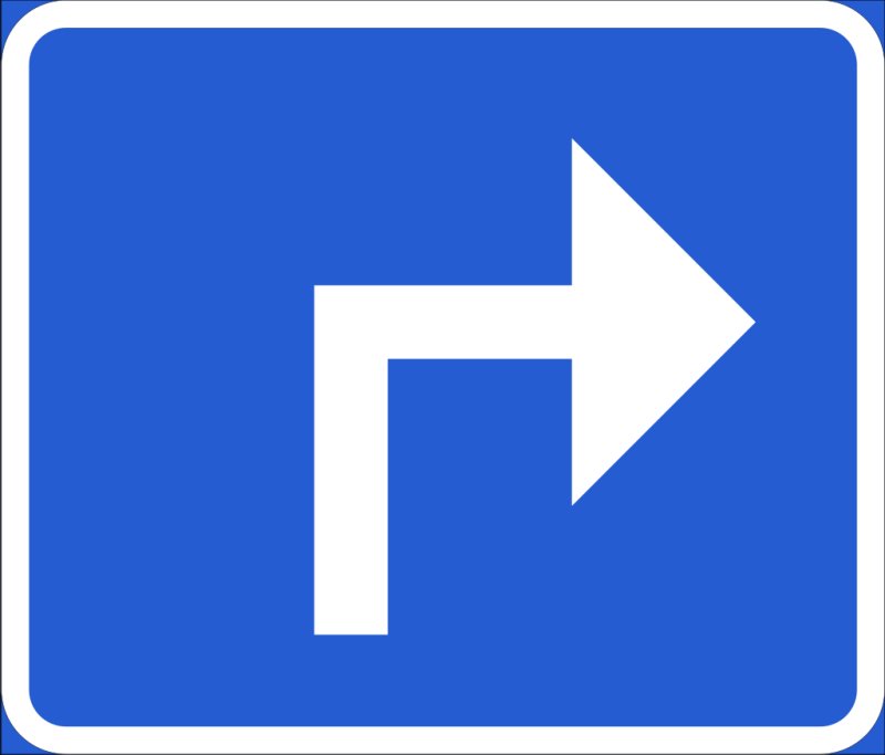 Прямоугольный знак стрелка на синем фоне