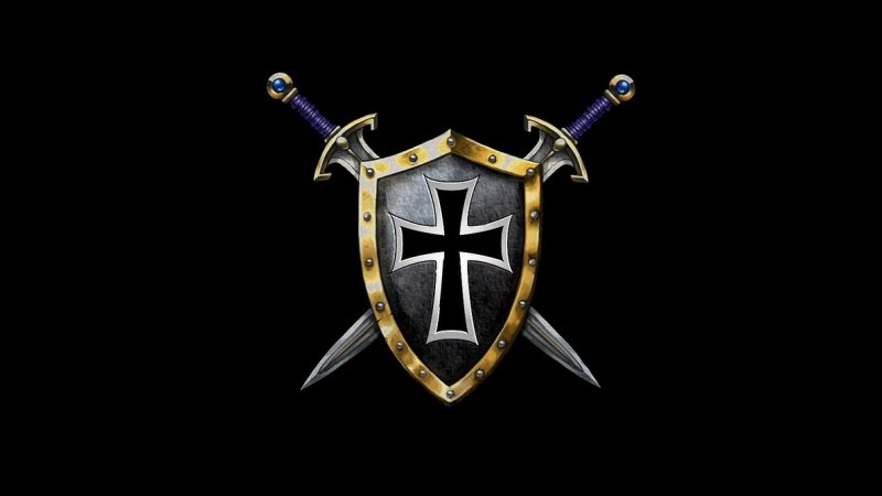 Рыцари черного креста на белом фоне
