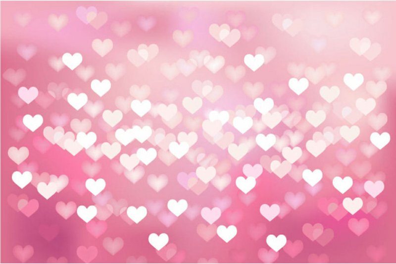 Розовый фон с пиксельными сердечками