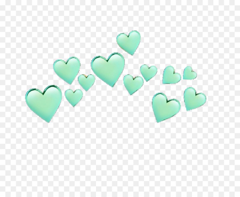 Сердечки над головой на зеленом фоне