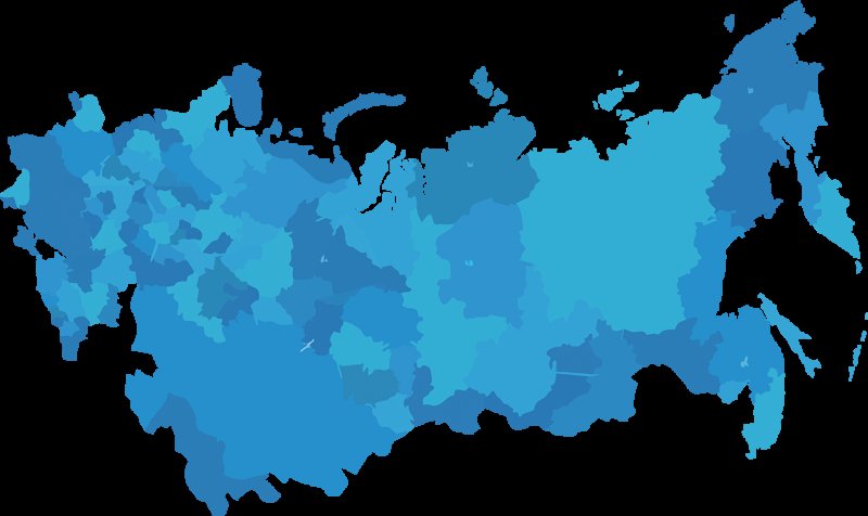 Синяя карта россии на белом фоне
