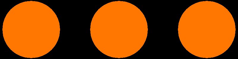 Три оранжевых круга на белом фоне