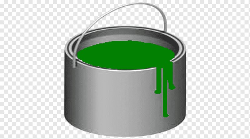 Ведро зеленой краски на зеленом фоне