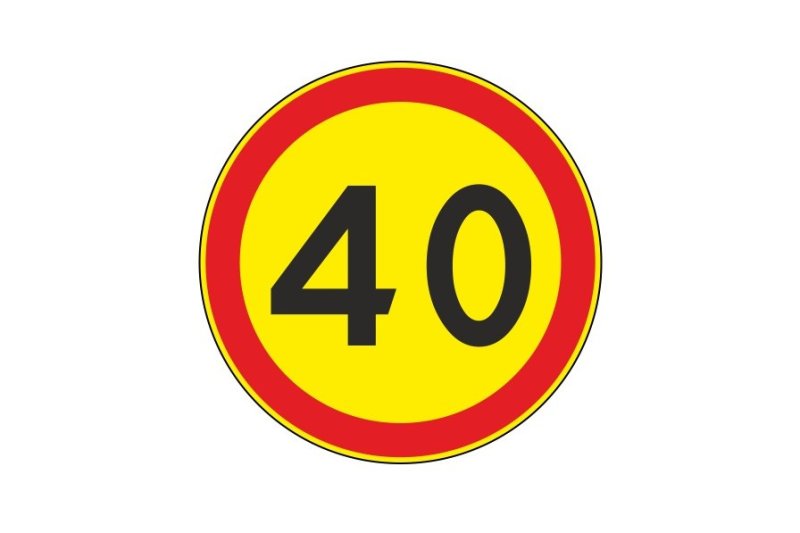 Знак 40 круг на желтом фоне