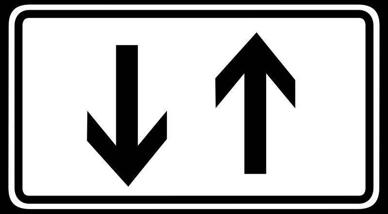 Знак две стрелки в разные стороны на синем фоне