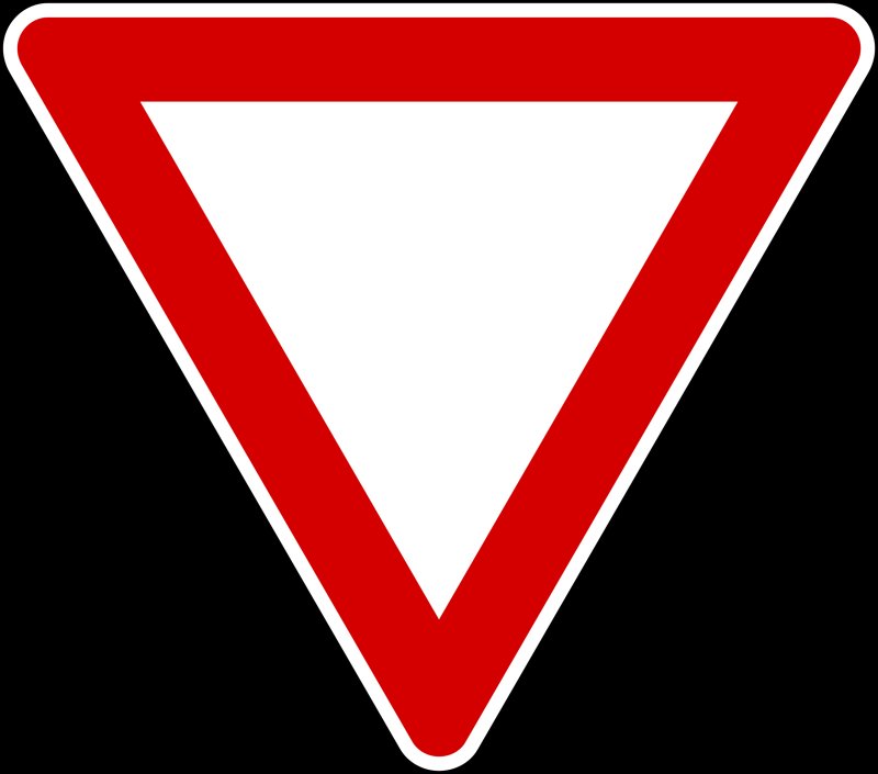 Знак перевернутый красный треугольник на белом фоне