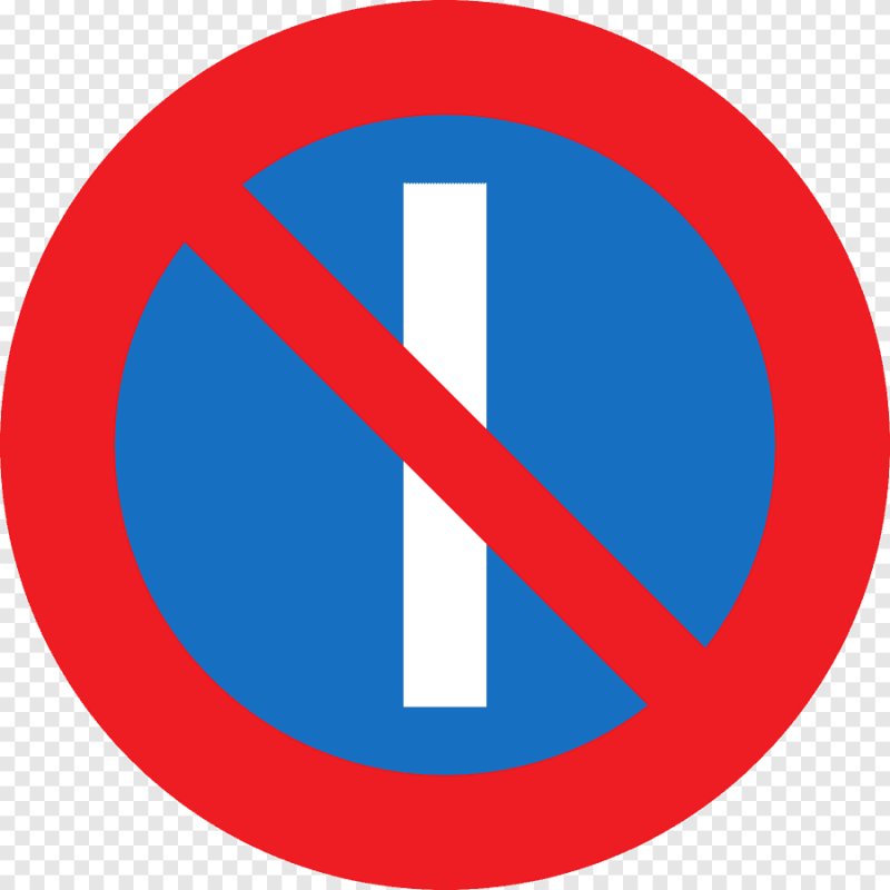 Знак с одной перечеркнутой полосой на синем фоне