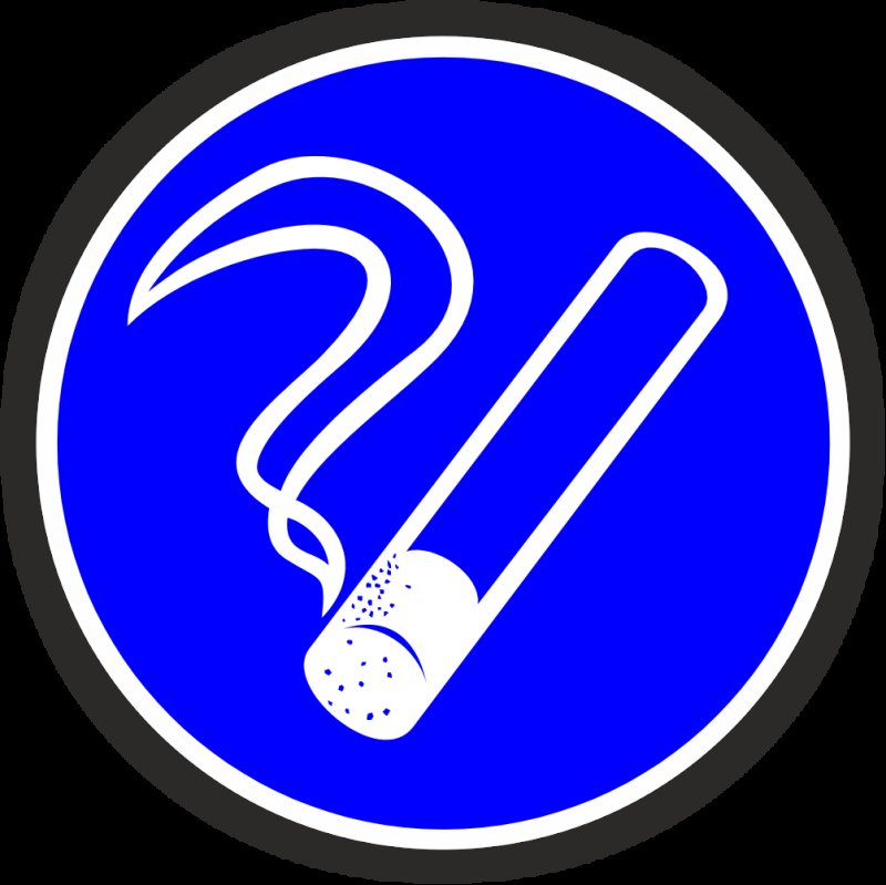 Знак сигарета на синем фоне