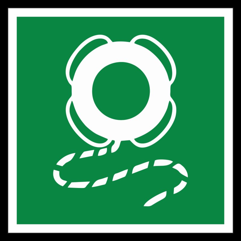 Знак спасательный круг на зеленом фоне