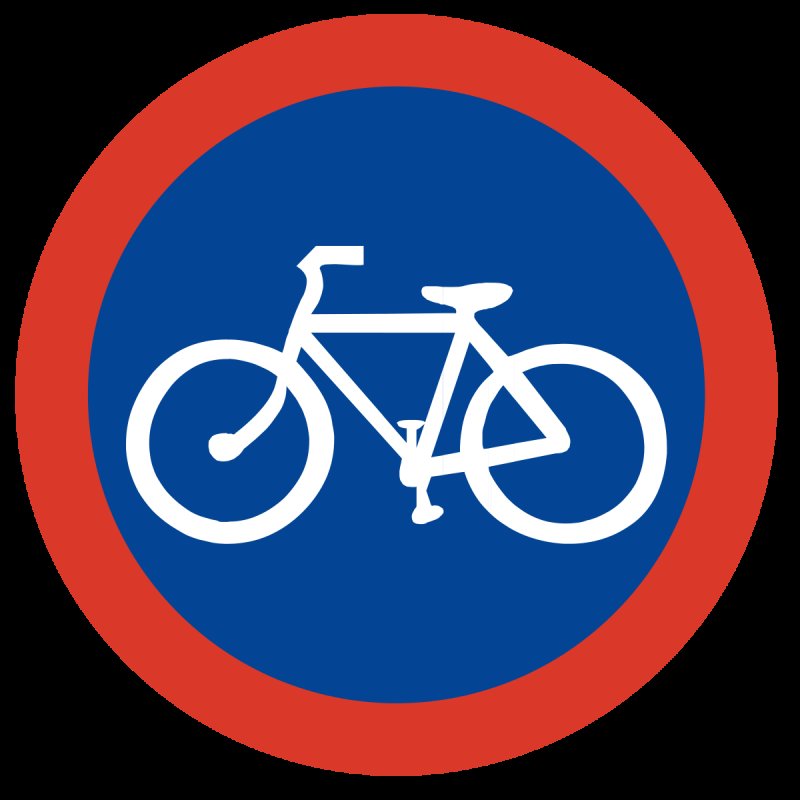Знак велосипед в круге на синем фоне