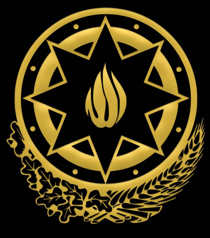 Золотой герб азербайджана на черном фоне