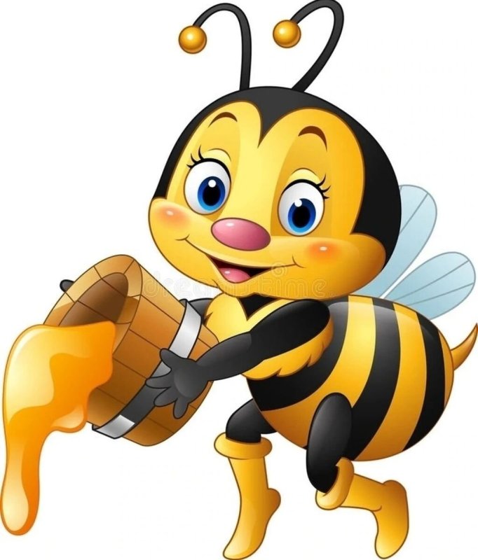 Пчелка с медом на прозрачном фоне