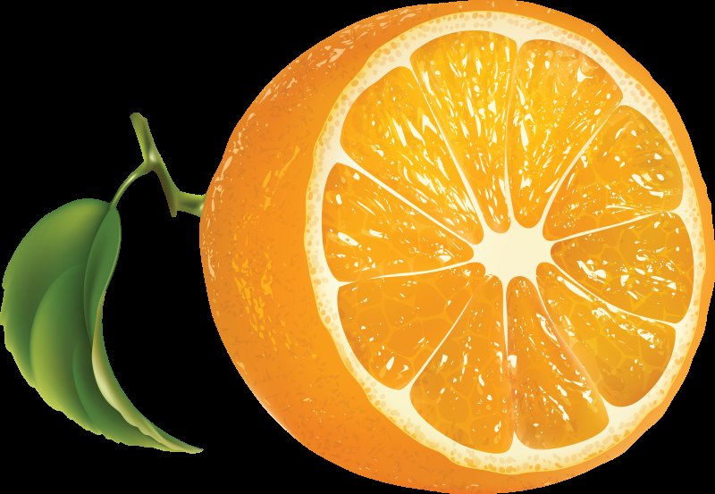 Апельсин для детей на прозрачном фоне
