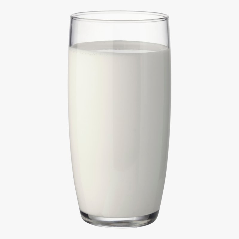Стакан молока на прозрачном фоне