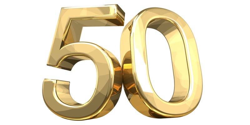 Цифра 50 на прозрачном фоне на юбилей