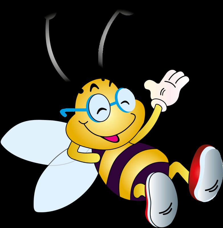 Пчела на прозрачном фоне для детей